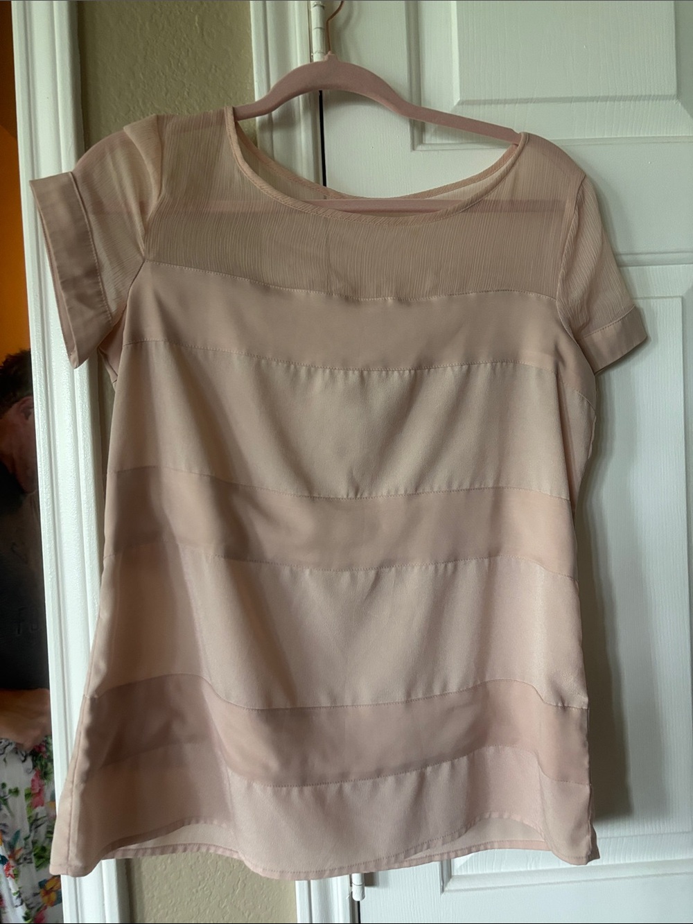 Blush Pink Short Sleeve Layered Blouse